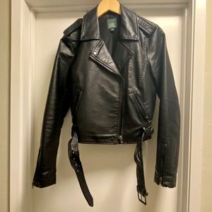 Faux leather moto jacket